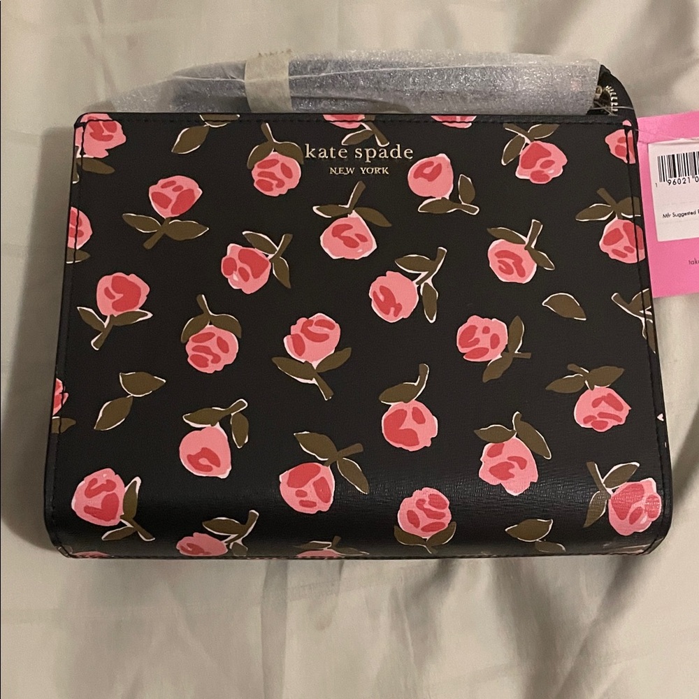Kate Spade Black Bag with Pink Floral Pattern